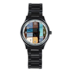 Glass Facade Colorful Architecture Stainless Steel Round Watch by BangZart