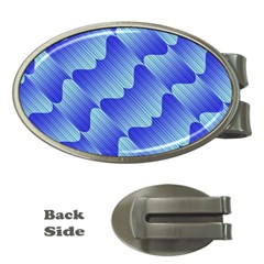 Gradient Blue Pinstripes Lines Money Clips (oval)  by BangZart