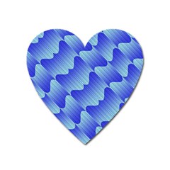 Gradient Blue Pinstripes Lines Heart Magnet by BangZart