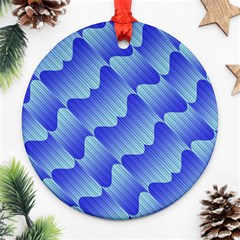 Gradient Blue Pinstripes Lines Round Ornament (two Sides) by BangZart