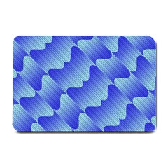 Gradient Blue Pinstripes Lines Small Doormat  by BangZart