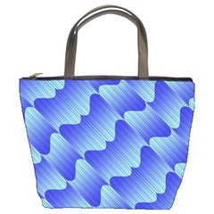 Gradient Blue Pinstripes Lines Bucket Bags by BangZart