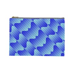 Gradient Blue Pinstripes Lines Cosmetic Bag (large)  by BangZart