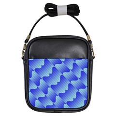 Gradient Blue Pinstripes Lines Girls Sling Bags by BangZart