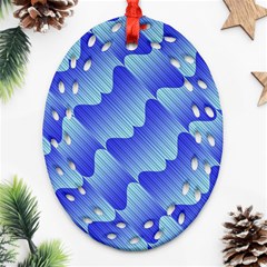 Gradient Blue Pinstripes Lines Oval Filigree Ornament (two Sides) by BangZart