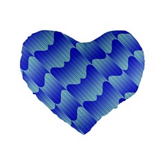 Gradient Blue Pinstripes Lines Standard 16  Premium Flano Heart Shape Cushions by BangZart