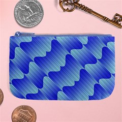 Gradient Blue Pinstripes Lines Large Coin Purse by BangZart