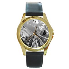 Architecture Skyscraper Round Gold Metal Watch