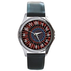 The Fourth Dimension Fractal Noise Round Metal Watch by BangZart