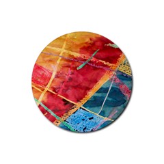 Painting Watercolor Wax Stains Red Rubber Coaster (round)  by BangZart