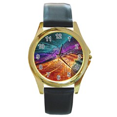 Graphics Imagination The Background Round Gold Metal Watch by BangZart