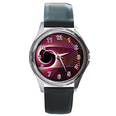 Grid Bent Vibration Ease Bend Round Metal Watch by BangZart