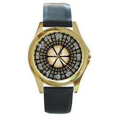 Stained Glass Colorful Glass Round Gold Metal Watch by BangZart