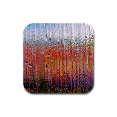 Glass Colorful Abstract Background Rubber Square Coaster (4 Pack)  by BangZart