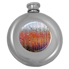 Glass Colorful Abstract Background Round Hip Flask (5 Oz) by BangZart