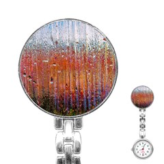 Glass Colorful Abstract Background Stainless Steel Nurses Watch by BangZart