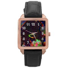 The Fourth Dimension Fractal Rose Gold Leather Watch 