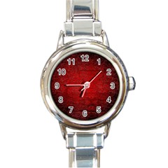 Red Grunge Texture Black Gradient Round Italian Charm Watch by BangZart