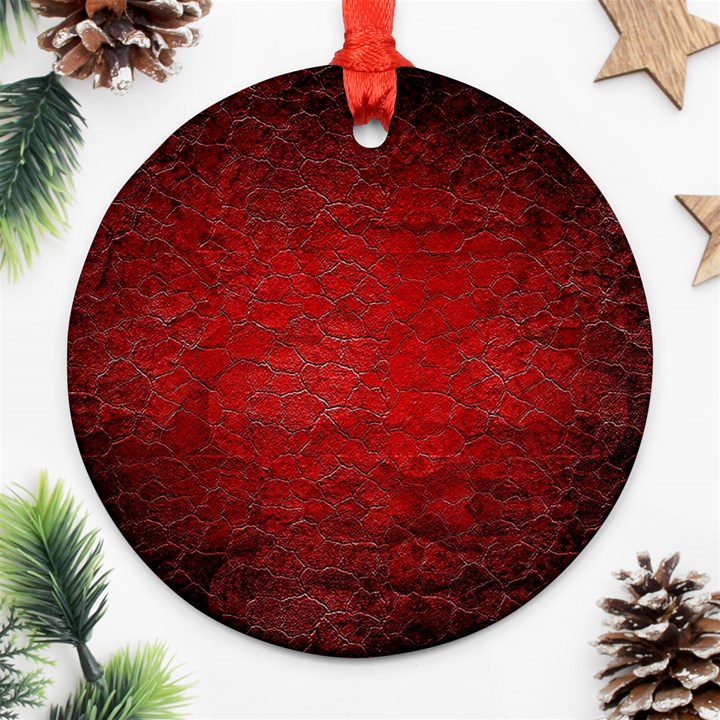 Red Grunge Texture Black Gradient Round Ornament (Two Sides)