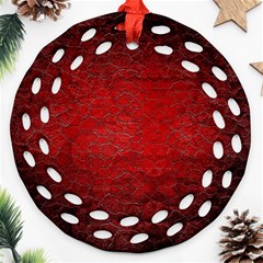 Red Grunge Texture Black Gradient Round Filigree Ornament (two Sides)