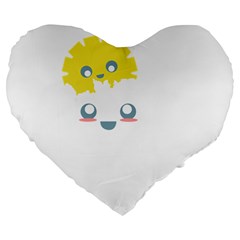 Cloud Cloudlet Sun Sky Milota Large 19  Premium Flano Heart Shape Cushions by BangZart