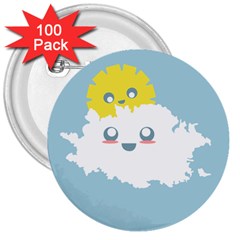 Cloud Cloudlet Sun Sky Milota 3  Buttons (100 pack) 