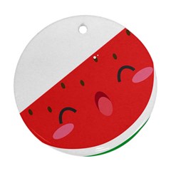 Watermelon Red Network Fruit Juicy Ornament (round) by BangZart