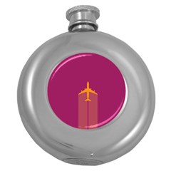 Airplane Jet Yellow Flying Wings Round Hip Flask (5 Oz) by BangZart