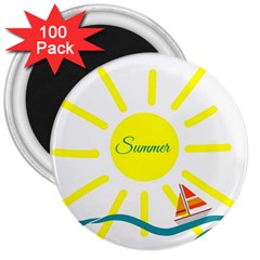 Summer Beach Holiday Holidays Sun 3  Magnets (100 pack)