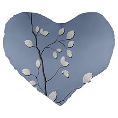 Branch Leaves Branches Plant Large 19  Premium Heart Shape Cushions by BangZart