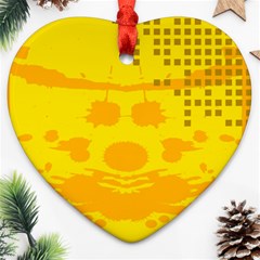 Texture Yellow Abstract Background Ornament (heart) by BangZart