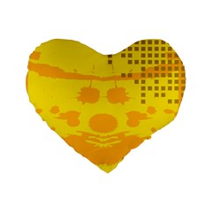 Texture Yellow Abstract Background Standard 16  Premium Heart Shape Cushions by BangZart