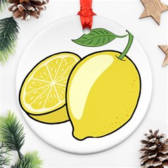 Lemon Fruit Green Yellow Citrus Ornament (round) by BangZart