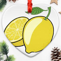 Lemon Fruit Green Yellow Citrus Ornament (heart) by BangZart