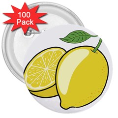 Lemon Fruit Green Yellow Citrus 3  Buttons (100 Pack)  by BangZart