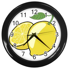 Lemon Fruit Green Yellow Citrus Wall Clocks (black) by BangZart