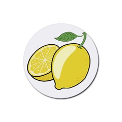 Lemon Fruit Green Yellow Citrus Rubber Coaster (round)  by BangZart