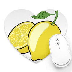 Lemon Fruit Green Yellow Citrus Heart Mousepads by BangZart