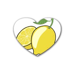 Lemon Fruit Green Yellow Citrus Rubber Coaster (heart)  by BangZart