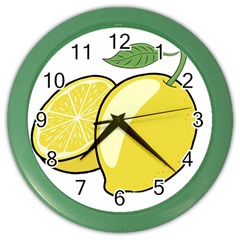 Lemon Fruit Green Yellow Citrus Color Wall Clocks by BangZart