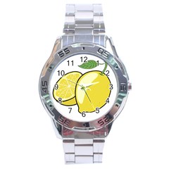 Lemon Fruit Green Yellow Citrus Stainless Steel Analogue Watch by BangZart