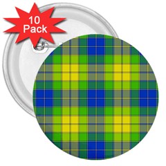 Spring Plaid Yellow Blue And Green 3  Buttons (10 Pack)  by BangZart