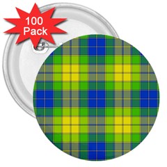 Spring Plaid Yellow Blue And Green 3  Buttons (100 Pack)  by BangZart