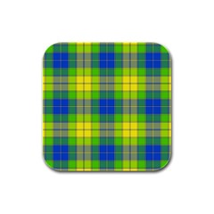 Spring Plaid Yellow Blue And Green Rubber Square Coaster (4 Pack)  by BangZart