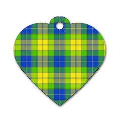 Spring Plaid Yellow Blue And Green Dog Tag Heart (two Sides) by BangZart