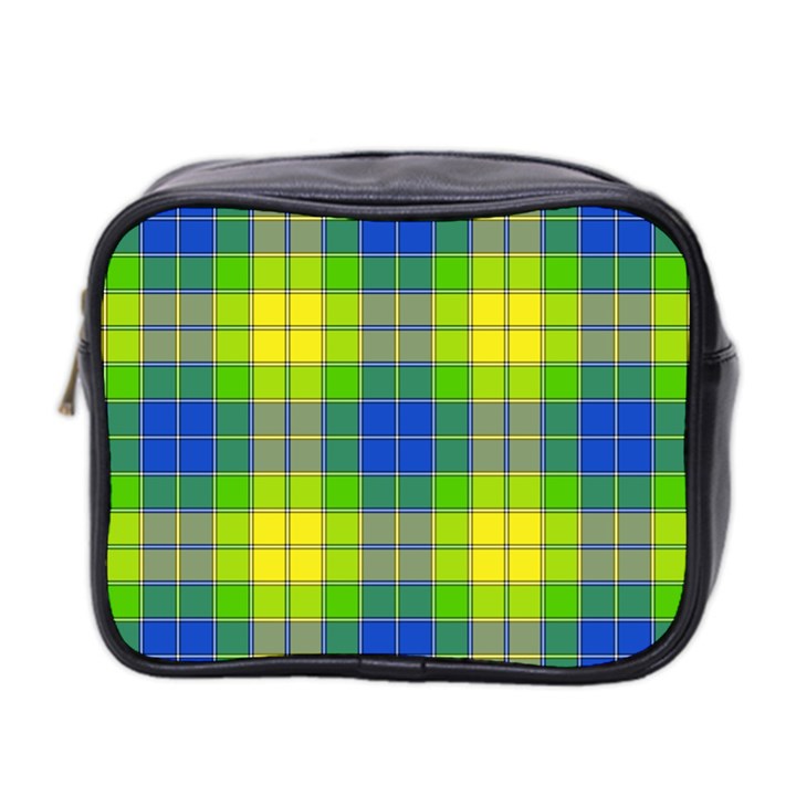 Spring Plaid Yellow Blue And Green Mini Toiletries Bag 2-Side