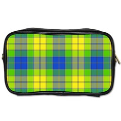 Spring Plaid Yellow Blue And Green Toiletries Bags 2-side by BangZart