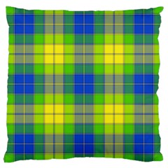 Spring Plaid Yellow Blue And Green Large Cushion Case (two Sides) by BangZart