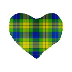 Spring Plaid Yellow Blue And Green Standard 16  Premium Flano Heart Shape Cushions by BangZart