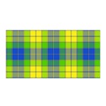 Spring Plaid Yellow Blue And Green Satin Wrap Front